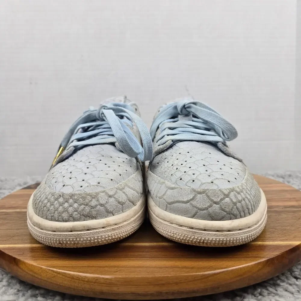 Jordan 1 Retro Low Mens 10 NS Ice Blue Leather Casual Daily Sneaker 872782-441